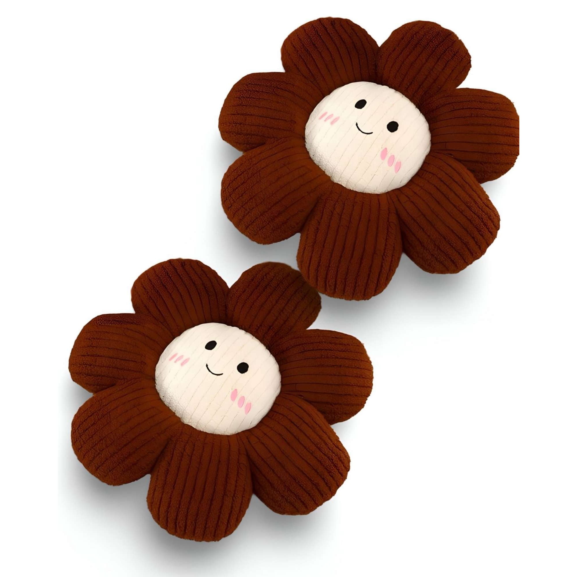Genérico - Set De 2 Cojines Decorativo Flor Kawaii 25cm Cafe