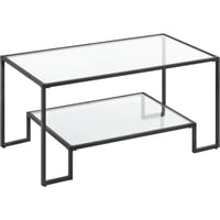 Casa Vinte - Mesa De Centro Rectangular De Vidrio Y Fierro Negra Landala