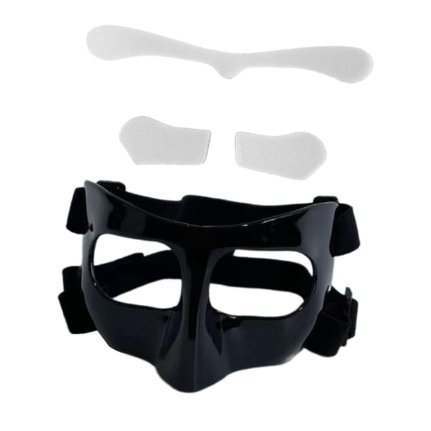 Máscara de baloncesto, protector facial para nariz rota, con acolchado, máscara facial, protector de nariz, máscara para entrenamiento de fútbol, boxe Pegatina transparente negra.