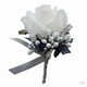 thumbnail image 2 of 4x Broche De Flor De Rosa Falsa Pin De Ramillete De Boda Blanco Y Gris Plateado, 2 of 5