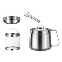 Magideal - Olla Con Filtro De Acero Inoxidable, Colador De Grasa, Cesta Para Freír, Colador De Malla Fina, Recipiente Con Filtro Para Freír Profundo Para Cocinar 15 Litros