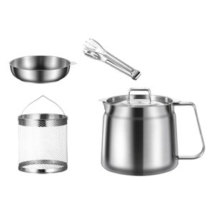 Magideal - Olla Con Filtro De Acero Inoxidable, Colador De Grasa, Cesta Para Freír, Colador De Malla Fina, Recipiente Con Filtro Para Freír Profundo Para Cocinar 15 Litros