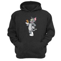 Genérico - Polerón Canguro Tom Y Jerry Gris Oscuro Talla Xs Unisex