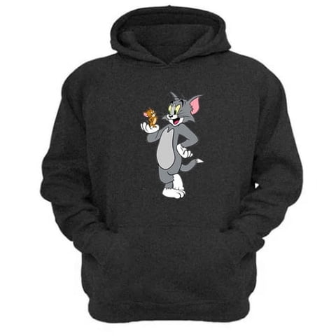 Genérico - Polerón Canguro Tom Y Jerry Gris Oscuro Talla Xs Unisex