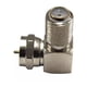 thumbnail image 1 of Adaptador coaxial Holland Electronics de 90°, conector F hembra a F macho, 75 ohmios (paquete de 2), 1 of 2