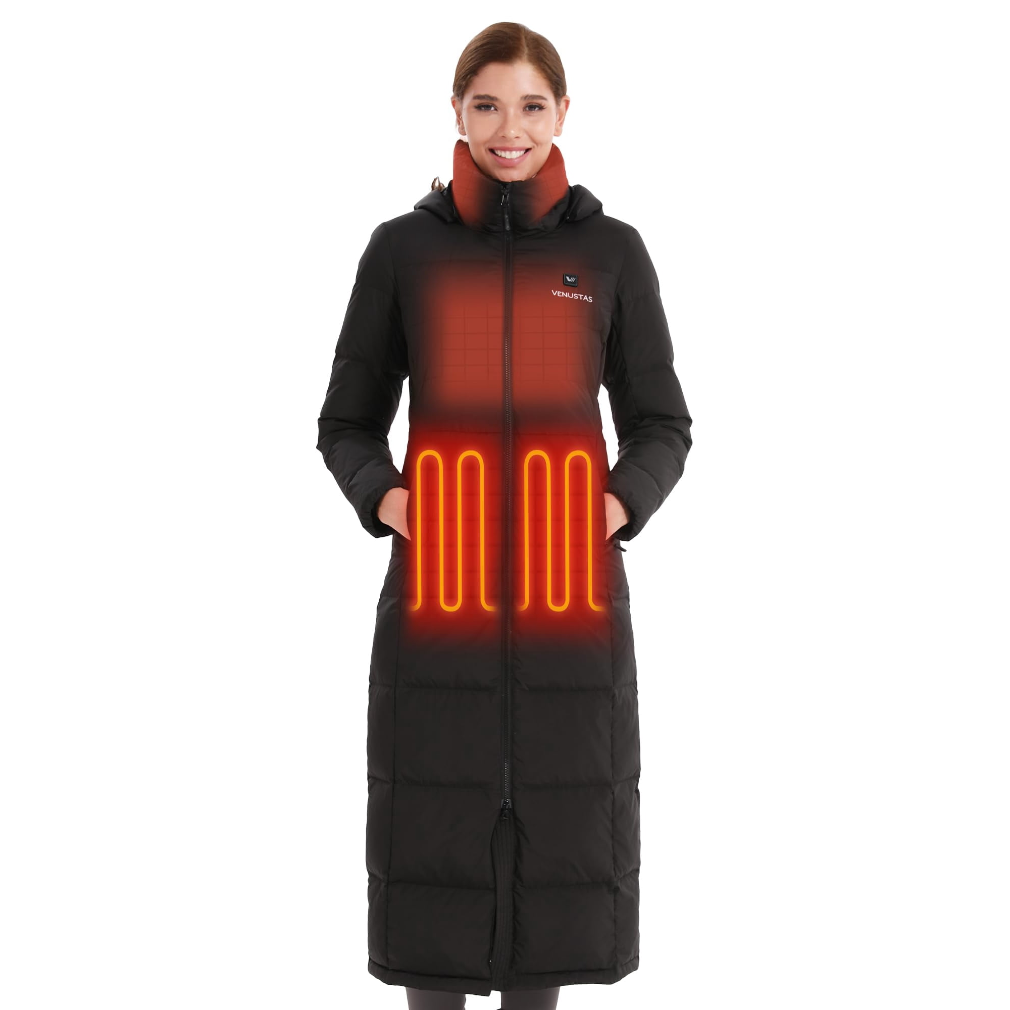 Chaqueta De Plumón Calefactada Venustas, Abrigo De Invierno Largo Para Mujer