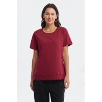 Fashionspark - Polera Mujer Detalle Cuello Rojo