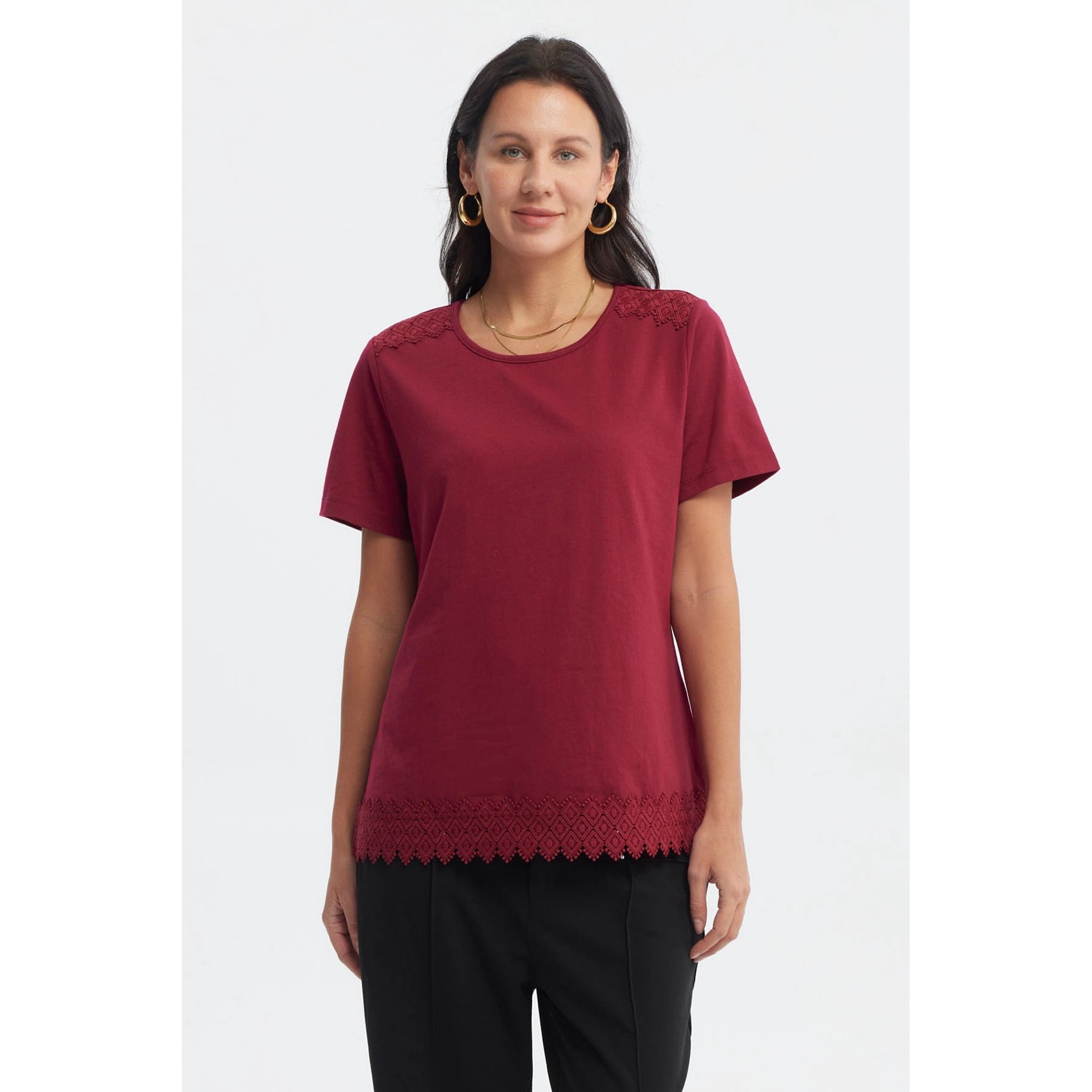 Fashionspark - Polera Mujer Detalle Cuello Rojo