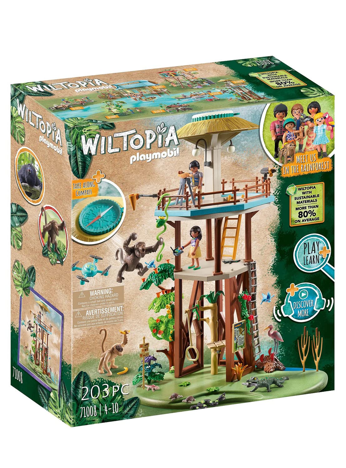 Torre De Investigación Wiltopia De Juguete Playmobil Con Brújula Para Niños