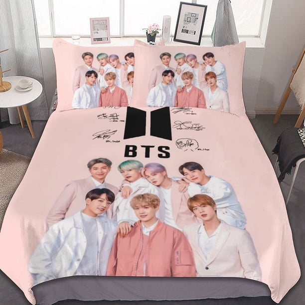 c67 Kpop BTS Duvet Cover Set 3-Piece Bedding Set Soft Warm And Comfortable Soft Bed Set with 1 Duvet Cover And 2 Pillowcases for Bedroom All Season 86"x70" j67