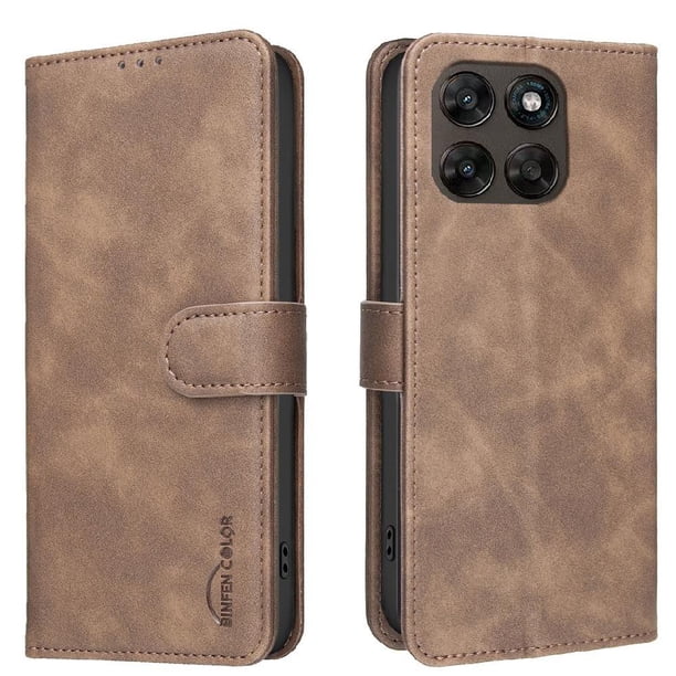 Funda Billetera para Motorola Moto G77 Protección RFID y Soporte Ajustable Marrón