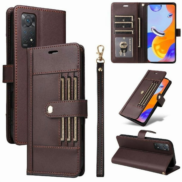 FOXDOCK Funda tipo Cartera para Xiaomi Redmi Note 11 Pro – Cubierta de Cuero PU con Múltiples Ranuras, Bolsillo para Efectivo y Correa de Muñeca