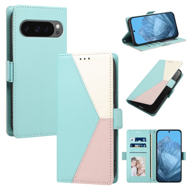 Funda Cartera Tricolor para Google Pixel 10 Pro XL 5G con Soporte, Verde