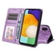 thumbnail image 5 of Funda tipo cartera FOXDOCK para Samsung Galaxy A13 5G , diseño girasol en relieve, cuero PU, cierre magnético, soporte y tarjetero, 5 of 5