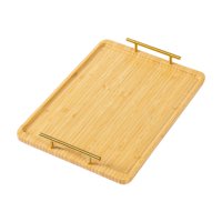 Bothyi - Bandeja De Servicio Portátil De Bambú Con Asa, Bandeja De Baño Para Hoteles, Cafeterías De Frutas, Tamaño S