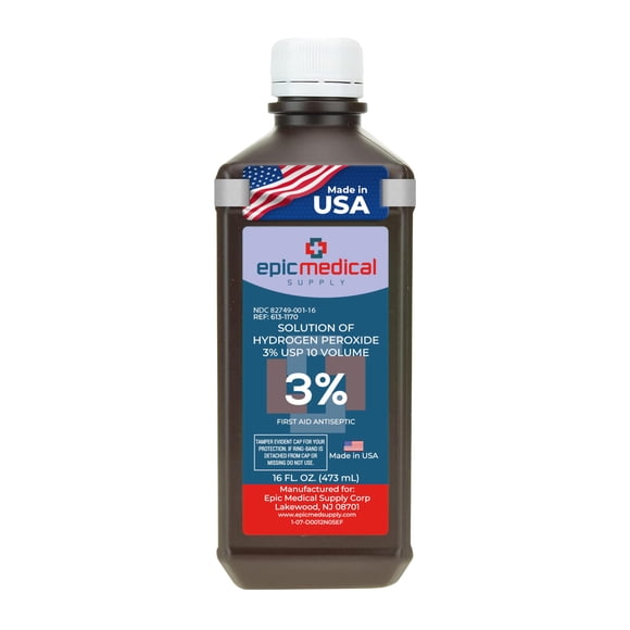 Solución de peróxido de hidrógeno Epic Medical Supply 3% 500 ml