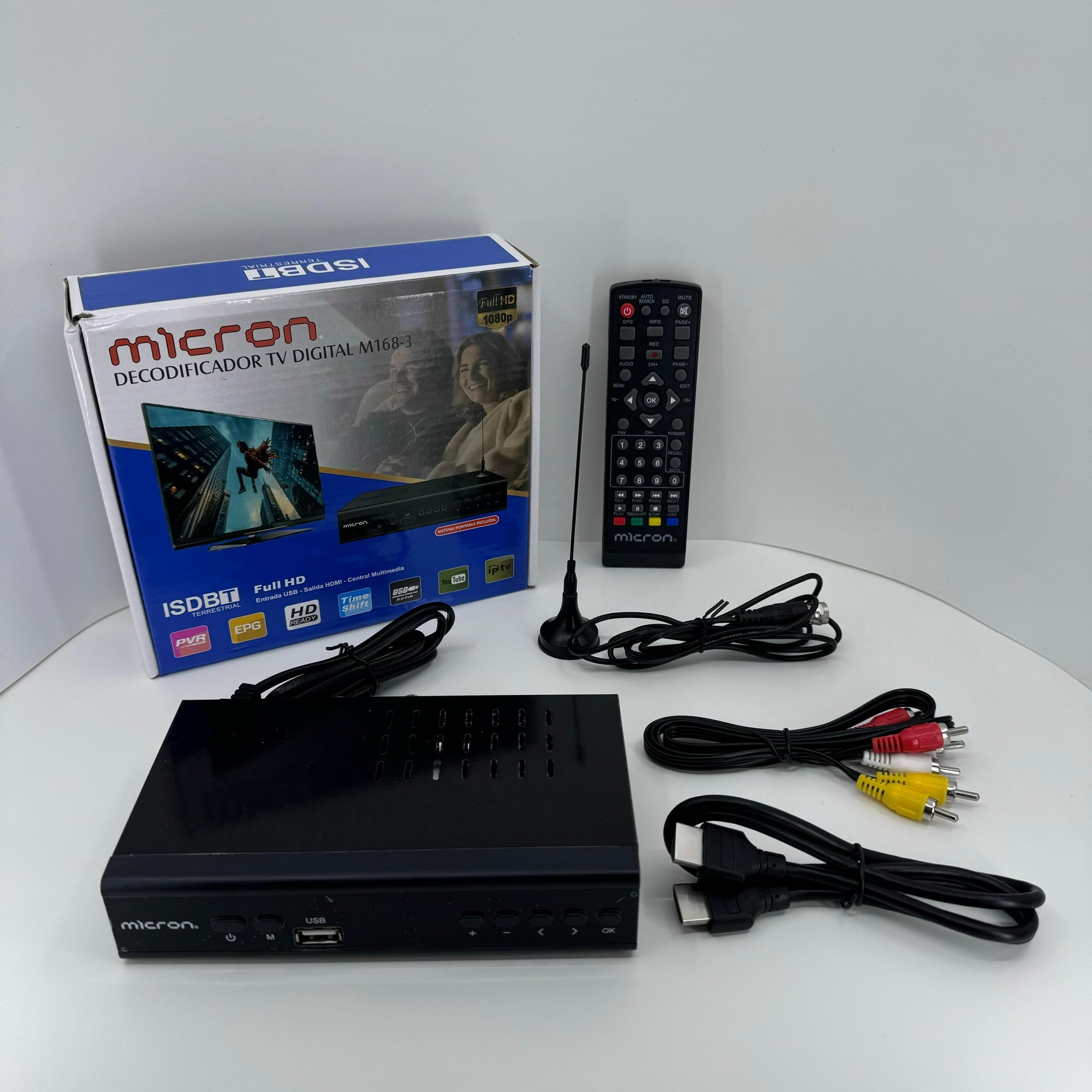 Micron - Decodificador Tv Digital Hd Isdb-t | Norma Chilena | Antena Incluida