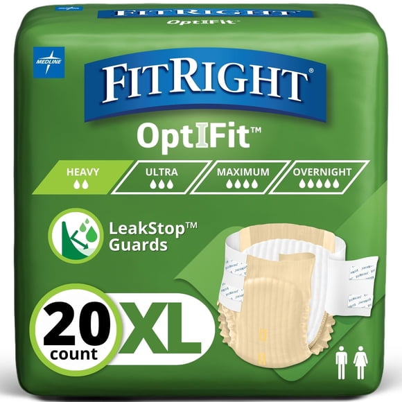 Pañales para adultos FitRight Extra+ Heavy Absorbency XL, 20 unidades