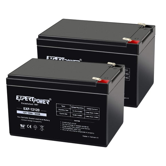 Batería ExpertPower 12 V 12 Ah AGM, paquete de 2 unidades, terminal F2
