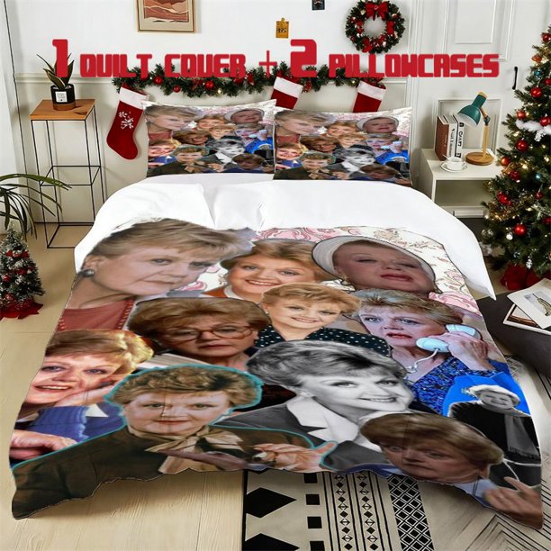 3pcs Angela Lansbury Printed Bedding Set Soft Duvet Cover with 2 Pillowcases All Season Comfort