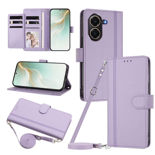 Funda Billetera Delgada para Honor X7E, Cuero Sintético, Morado Claro