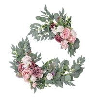 Bothyi - Flor Artificial Swag Hojas Verdes Colgando Para Telón De Fondo Fiesta Boda Coche Rosa Púrpura