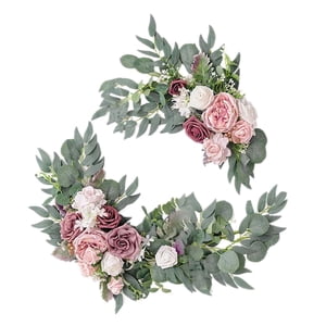 Bothyi - Flor Artificial Swag Hojas Verdes Colgando Para Telón De Fondo Fiesta Boda Coche Rosa Púrpura