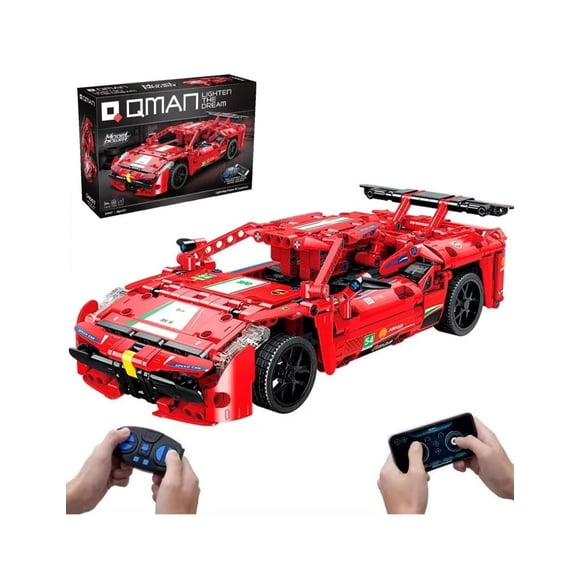 AUTO CARRERAS ROJO BLOQUES Y CONTROL REMOTO POR MANDO O SMARTPHONE 571PCS