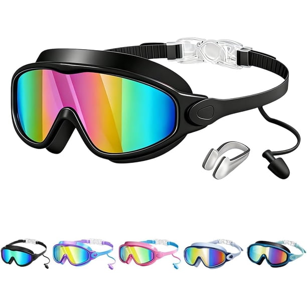 Gafas natación niños visión amplia antivaho antigoteo cubierta nariz correa ajustable