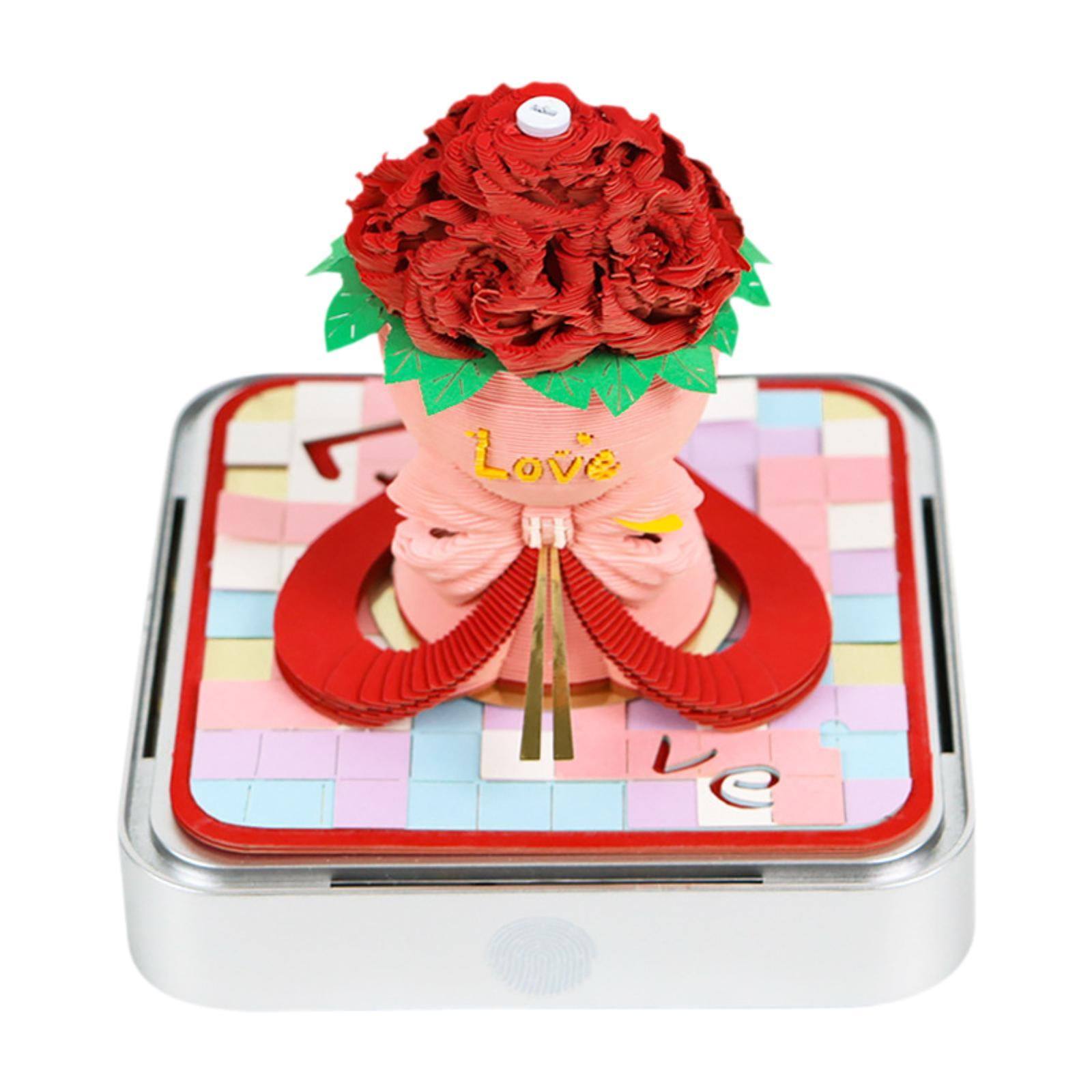 Magideal - Calendario 3d Con Bloc De Notas 2025, Calendario De Papel 3d, Calendario Creativo Para Cumpleaños, Hogar, Acción De Gracias, Día De San Valentín, Ofic Rojo