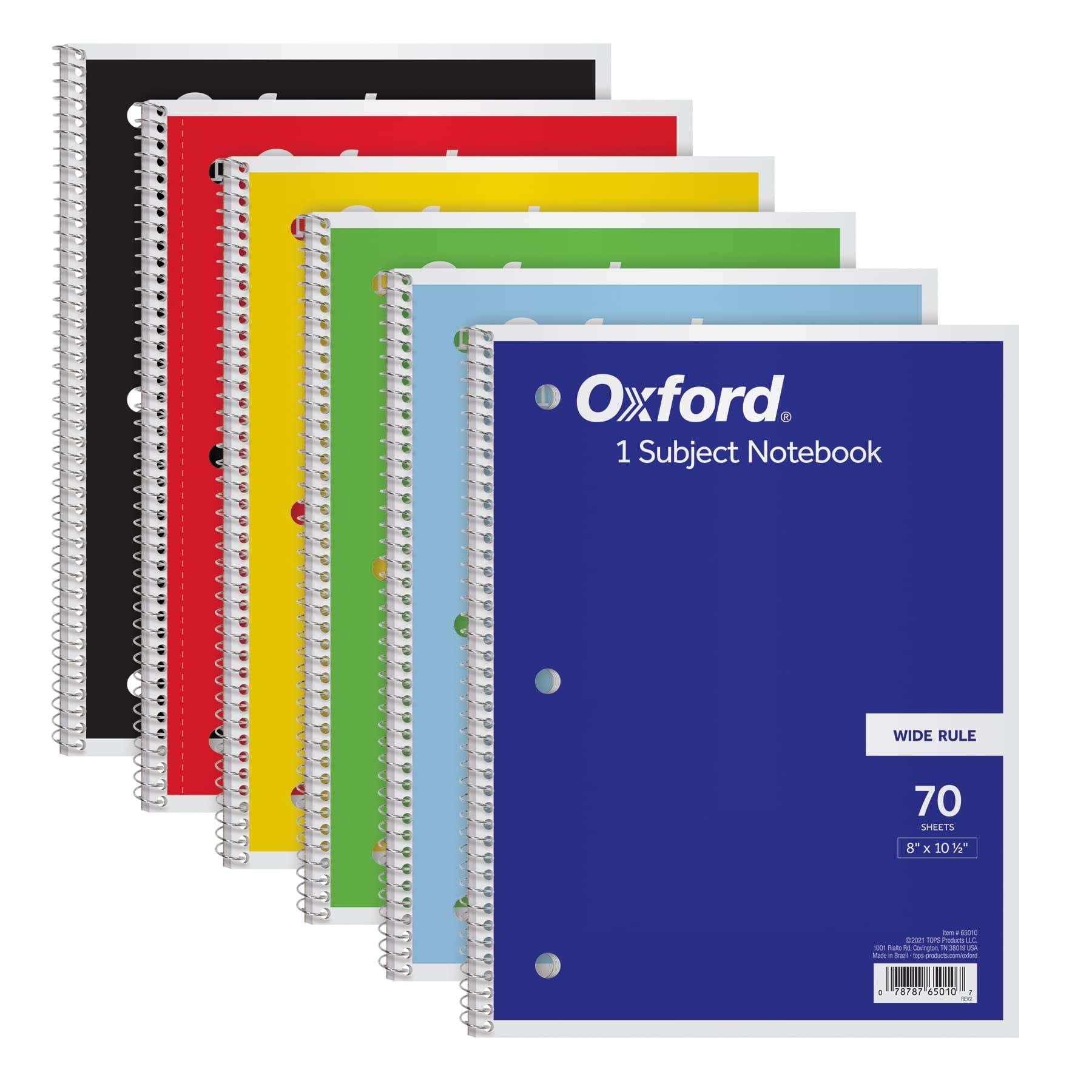 Cuaderno Oxford Spiral, Paquete De 6 Unidades, 1 Tema A Rayas De Ancho, 70 Hojas