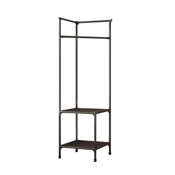 Perchero colgante para ropa, perchero resistente para sala de estar, bolso para el hogar, suéteres, chaquetas, organizador de almacenamiento esquinero Negro de dos capas