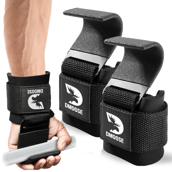 Ganchos para levantamiento de pesas Dmoose Fitness para hombres y mujeres (par)