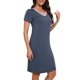thumbnail image 4 of INSPIRE CHIC Camisón de Mujer Modal Vestido de Noche Elástico Cuello en V Mangas Cortas Suave Ligero Cintura Plisada Ropa de Casa S Azul, 4 of 6