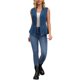 thumbnail image 2 of INSPIRE CHIC Chaleco de Mujer para Regreso a Clases, Chaleco de Mezclilla con Botones, Cuello con Solapa en Punta, Cintura Elástica, Chaquetas Sin Mangas de Jean XL Azul Oscuro, 2 of 6