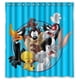 thumbnail image 1 of Cortina de ducha azul con dibujos de Looney Tunes, juego de cortina de baño con ganchos, tamaño 66 x 72 pulgadas, 1 of 3