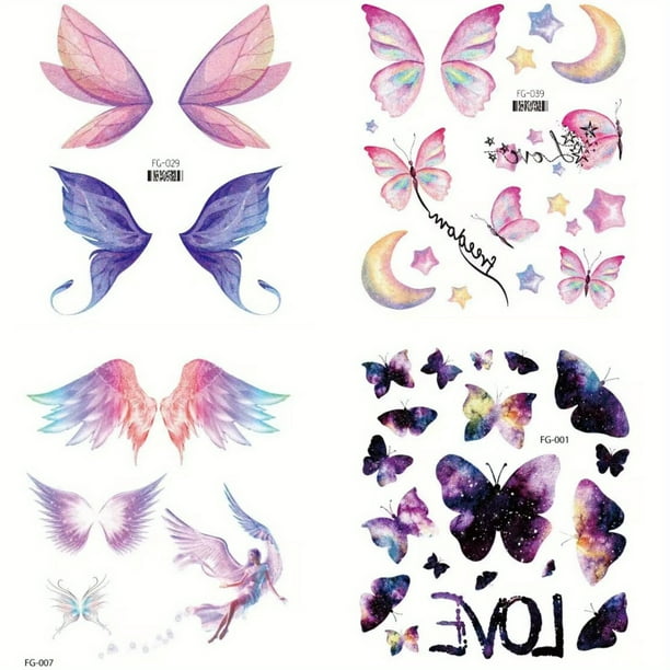 Butterfly Wings Shiny Tattoo Sticker Waterproof Body Art Fake Tattoo Women Makeup Dance Music Festival Sticker