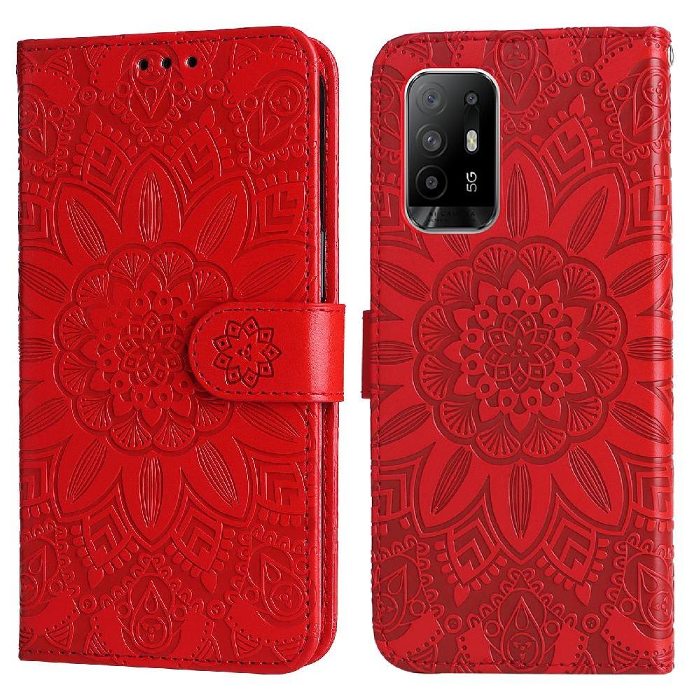 Funda Tipo Cartera Foxdock Para Oppo A95 5G , Diseño Girasol En Relieve, Cuero Pu, Cierre Magnético, Soporte Y Tarjetero