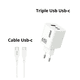 thumbnail image 2 of Cargador Carga Rápida 65w Triple Usb Usb-c +cable Usb-c, 2 of 5