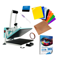 Kit Plancha Estampadora Celeste 23X30Cm Sublipress Para Dtf + Insumos De Inicio