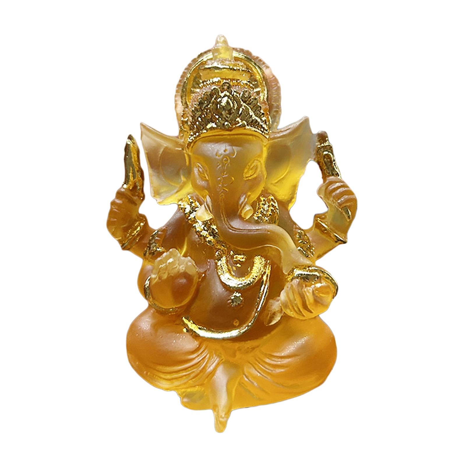 Magideal - Escultura De Estatua De Buda Sentado Ganesha, Artesanía Decorativa Hecha A Mano De 3,5 Pulgadas De Alto Para Decoración De Bonsái De Jardín Y Hogar, F Amarillo