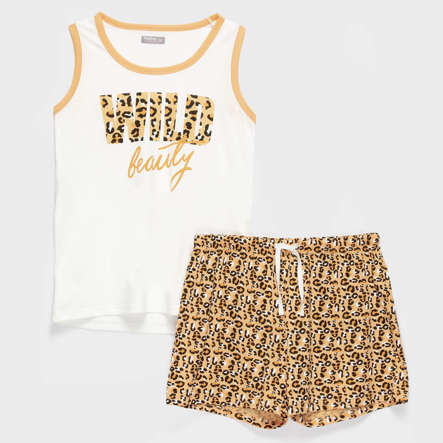 Zahr - Pijama Mujer Estampado Corto Naranjo