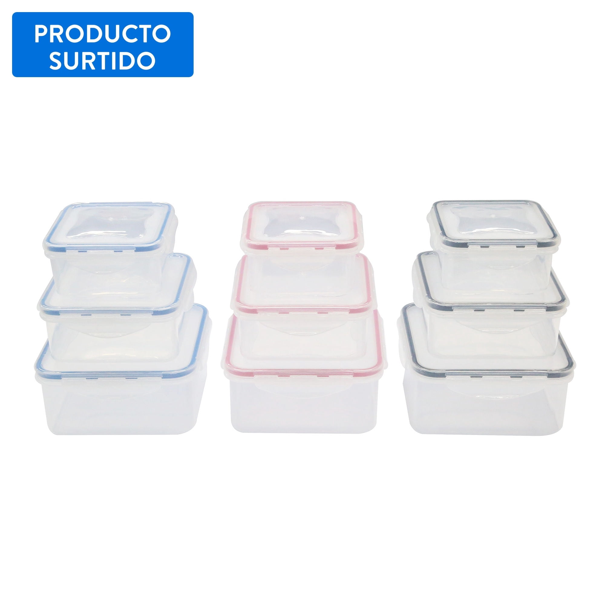 Haus - Hermético 3 Piezas Con Anillo De Silicona, Color Surtido