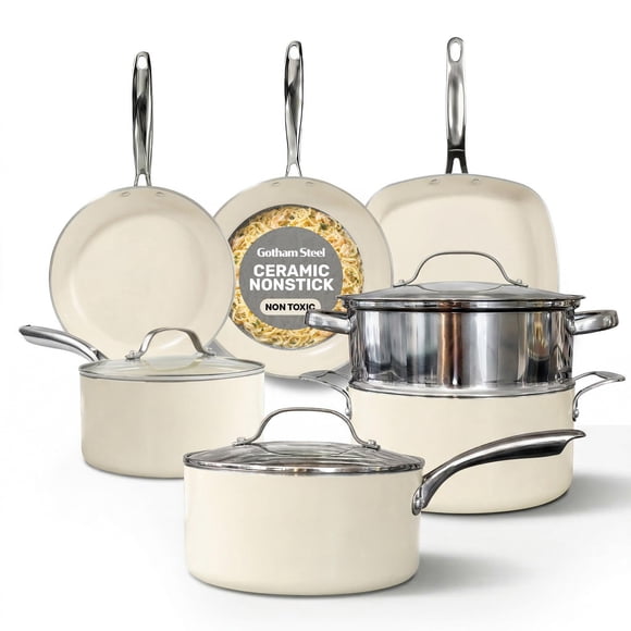 Juego de utensilios de cocina Gotham Steel Ceramic Antiadherente de 12 piezas con vaporizador