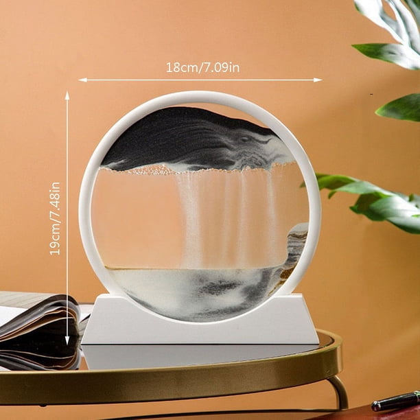 1pc Moving Sand Art Picture Round/Rectangular Glass 3D Deep Sea Sandscape In Motion Display Flowing Sand Frame Relaxing Desktop Home Office Work Decor