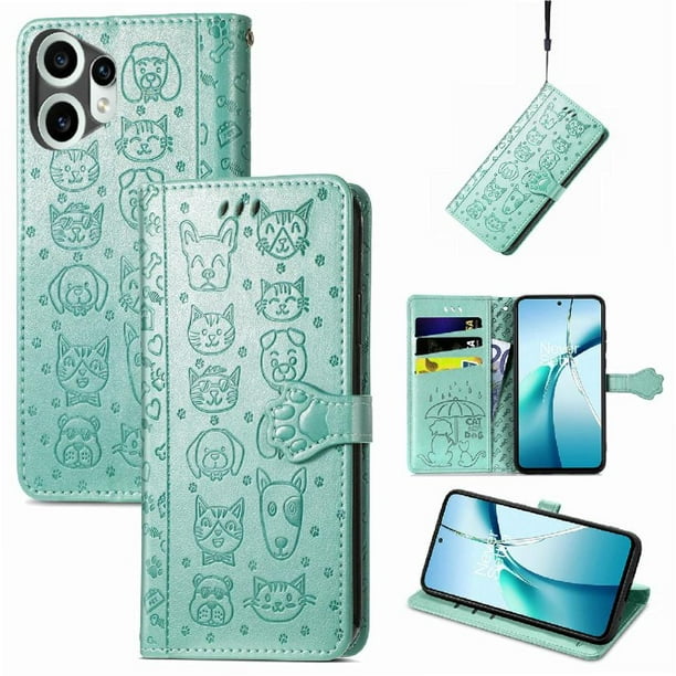 Funda Cartera FOXDOCK para Nothing CMF Phone 2 Pro , Flip PU con Relieve de Gatos y Perros, Tarjetero y Soporte