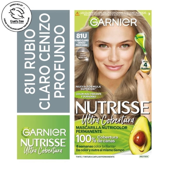 Coloración Nutrisse Cabello Ultra Cobertura 81 Rubio Claro Cenizo Profundo