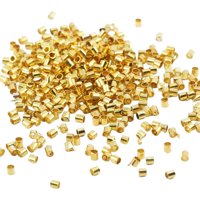 Magideal - 500 Cuentas De Crimpado De Tubo, Accesorios De Tubo De Crimpado De Cobre Mini 2Mm, Cuentas Espaciadoras Sueltas Para Fabricación De Joyas De Tarjetas, Oro