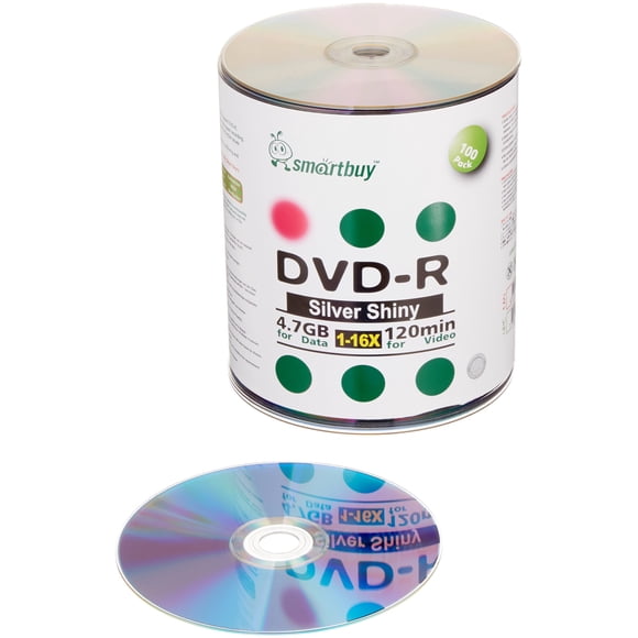 DVD-R Smartbuy Smart Buy, 4,7 GB, 16 x 100 unidades, color plateado brillante