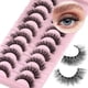 thumbnail image 1 of Pestañas postizas tenues de aspecto natural, banda transparente de 15 mm, 10 pares, paquete múltiple, suaves y reutilizables, hechas a mano por, 1 of 7